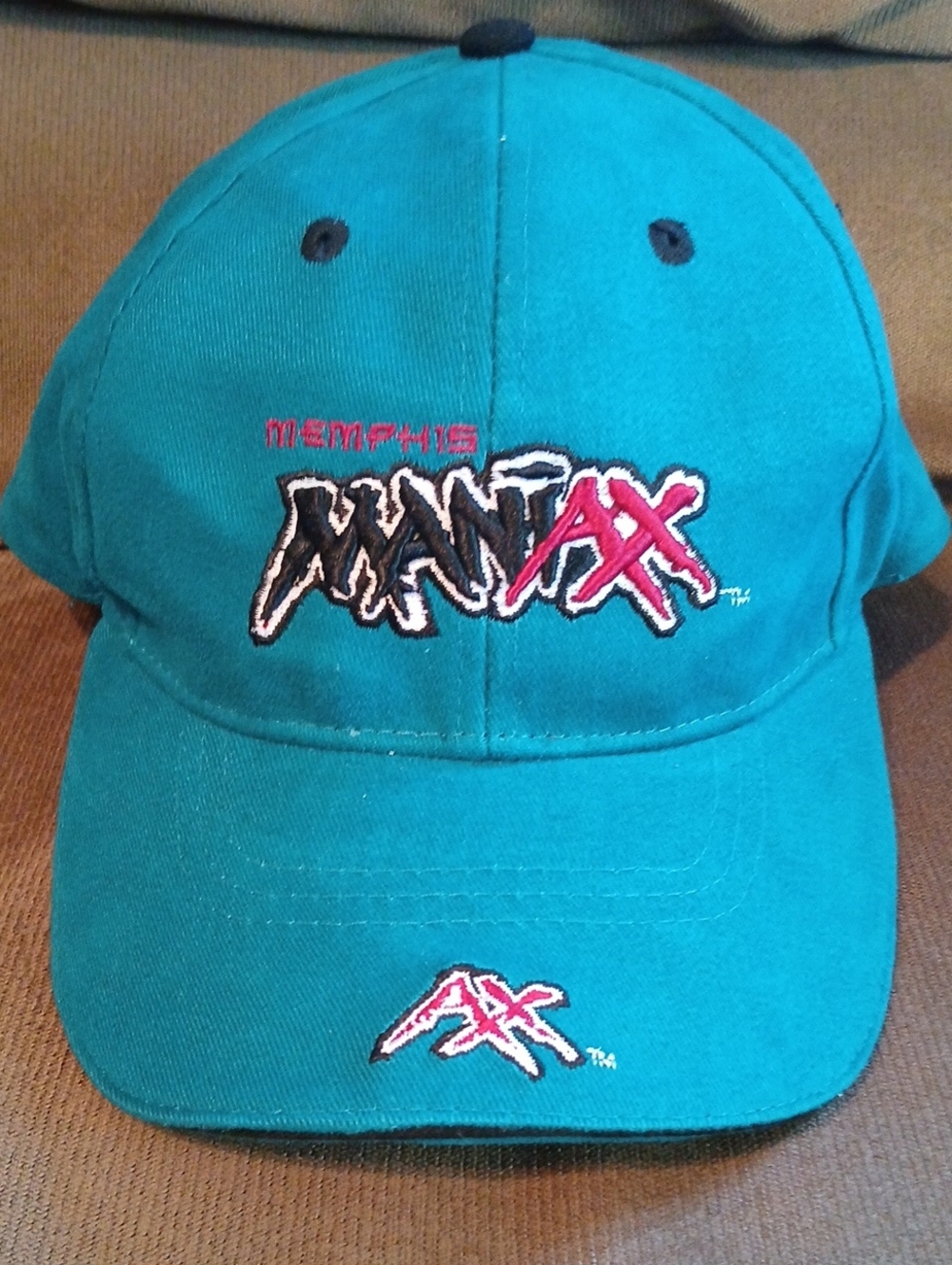 Memphis Maniax XFL Football Ball Cap Hat Teal Red Black Adjustable EUC CLEAN